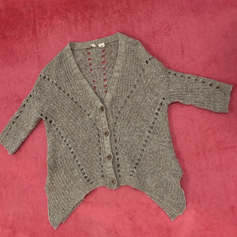 Anthro moth sweater asymmetrical small taupe